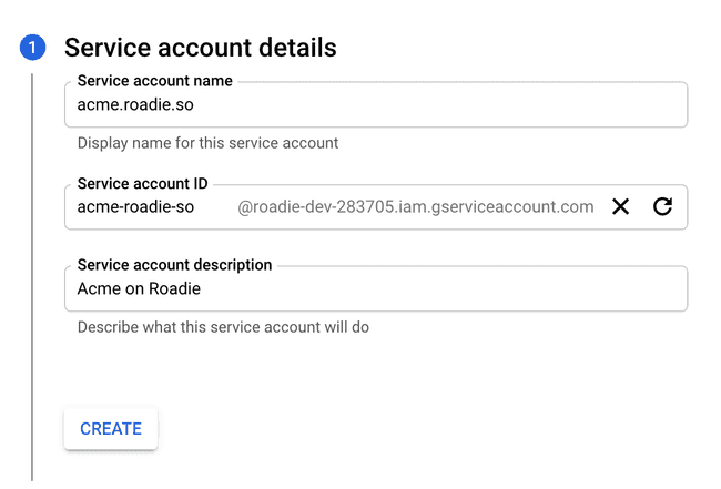 creating service account