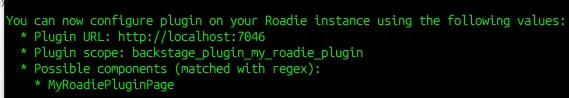 Roadie CLI dev mode output
