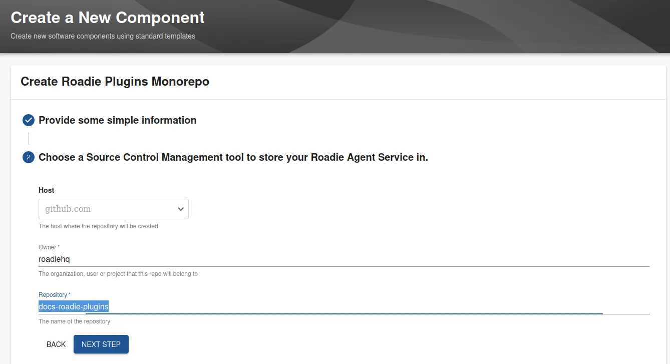 Filling out scaffolder template 2