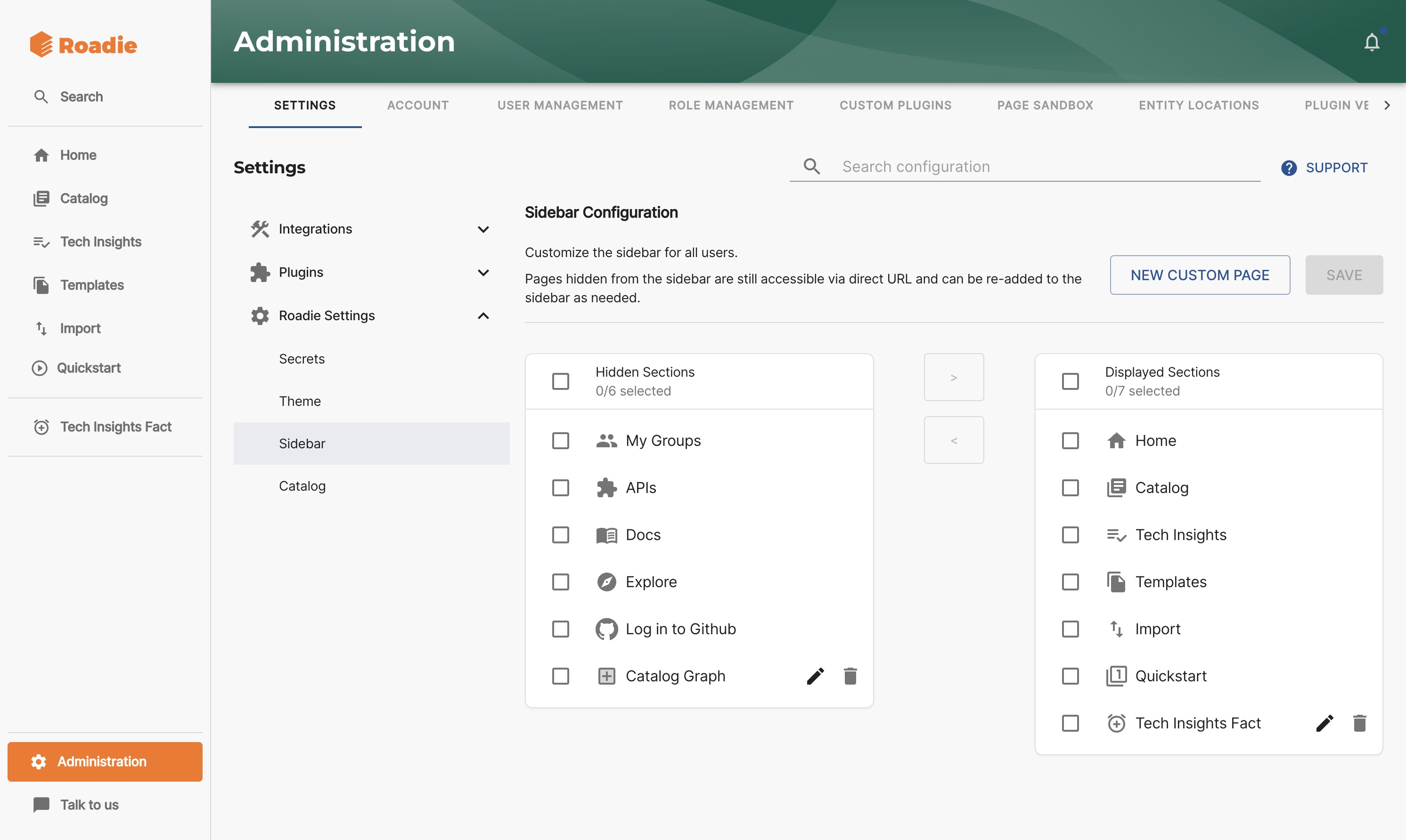 Edit Sidebar Page - before