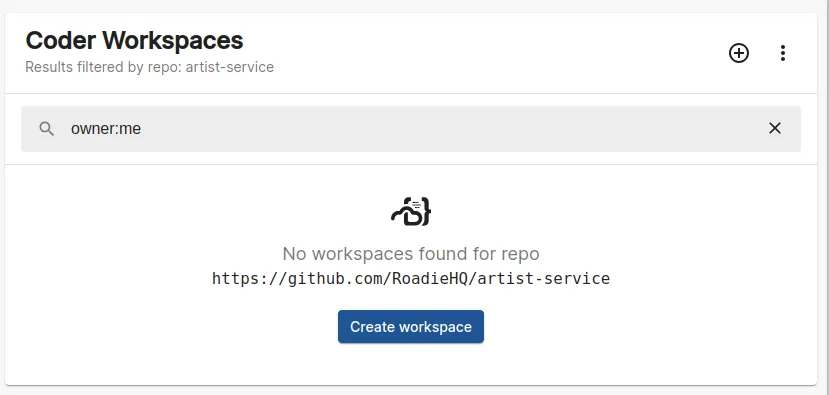 Coder plugin allowing to create a workspace