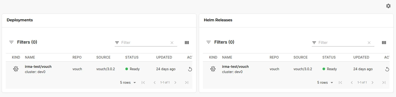 Two cards from Flux plugin displaying information