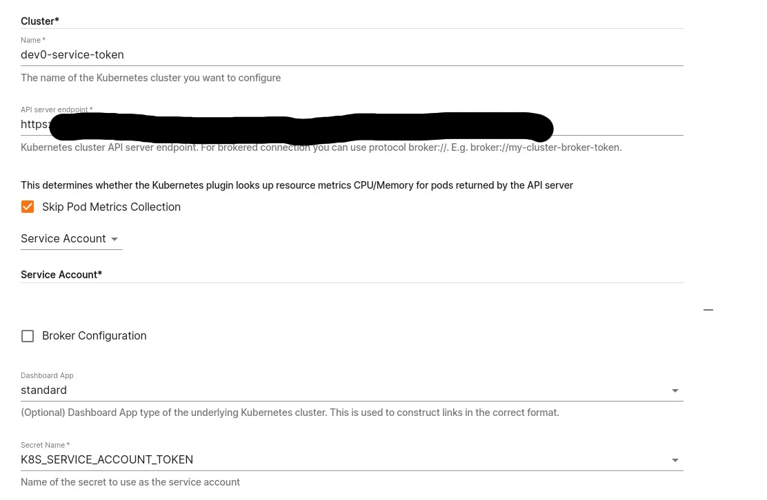 Kubernetes Configuration in Roadie