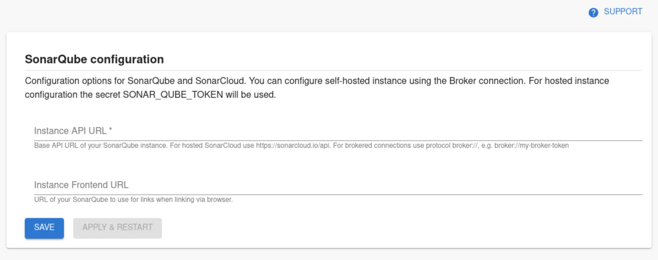 SonarQube Config page.
