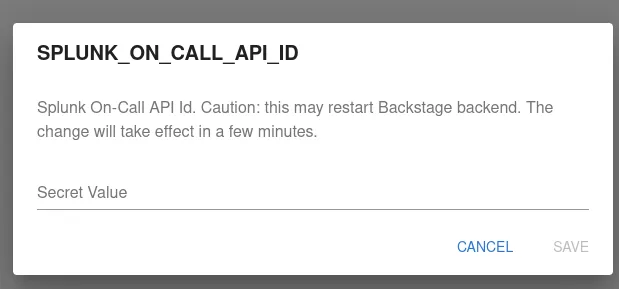 Set Splunk On-Call secrets via UI