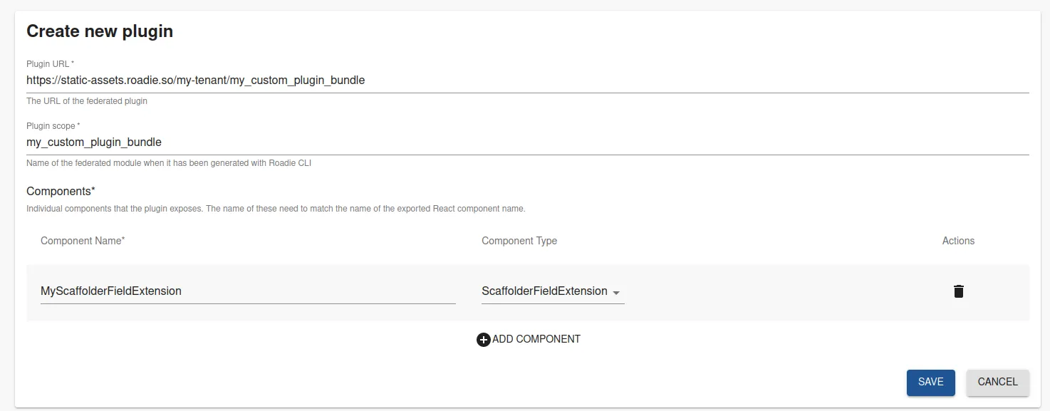 Custom plugin registration form