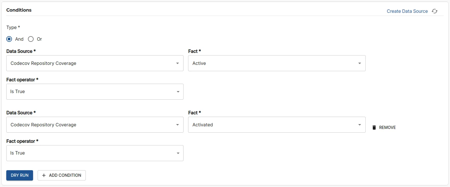 Check Condition section fields