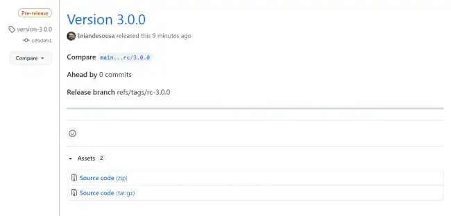 GitHub pre-release created