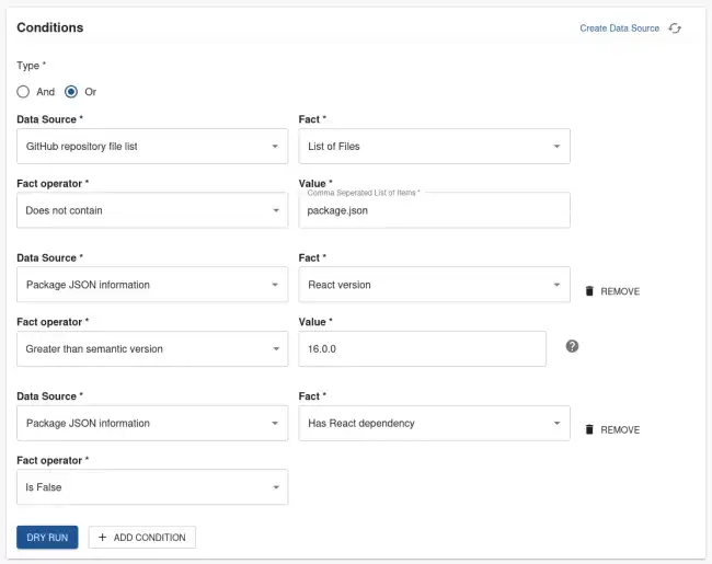 Check Condition section fields