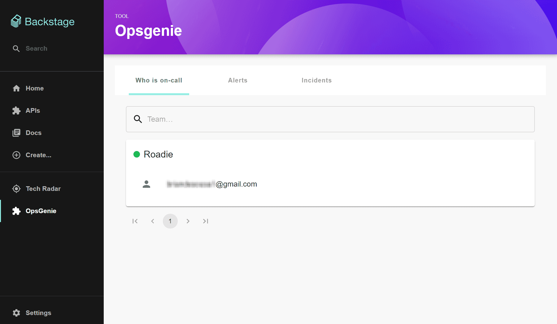 A screenshot of the OpsGenie plugin.