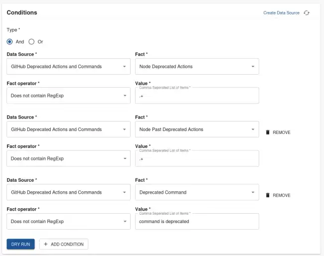 Check Condition section fields