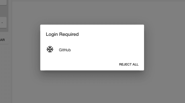 pop-up asking the user to log in with GitHub