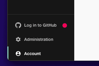 A link that says "Log in to GitHub"