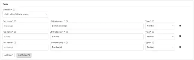 Data Facts section input fields