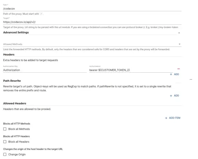 proxy configuration for code coverage results